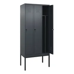 C+P Spind Classic PLUS, Gestell, 3 Abteile, HxBxT 2.120 x 900 x 500 mm, anthrazitgrau, anthrazitgrau, für Vorhängeschloss, mit Mitteltrennwand