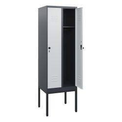 C+P Spind Classic PLUS, Gestell, 2 Abteile, HxBxT 1.950 x 600 x 500 mm, anthrazitgrau, lichtgrau, für Vorhängeschloss, ohne Mitteltrennwand