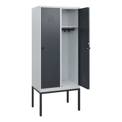 C+P Spind Classic PLUS, Gestell, 2 Abteile, HxBxT 1.950 x 800 x 500 mm, lichtgrau, anthrazitgrau, für Vorhängeschloss, ohne Mitteltrennwand