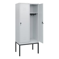 C+P Spind Classic PLUS, Gestell, 2 Abteile, HxBxT 1.950 x 800 x 500 mm, lichtgrau, lichtgrau, für Vorhängeschloss, ohne Mitteltrennwand