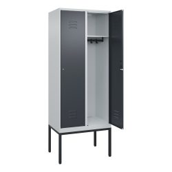 C+P Spind Classic PLUS, Gestell, 2 Abteile, HxBxT 2.120 x 800 x 500 mm, lichtgrau, anthrazitgrau, Zylinderschloss, ohne Mitteltrennwand