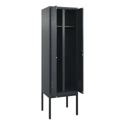 C+P Schwarz-Weiss-Spind Classic PLUS, Gestell, 2 Abteile, HxBxT 2.120 x 600 x 500 mm, anthrazitgrau, anthrazitgrau, Zylinderschloss
