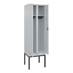 C+P Schwarz-Weiss-Spind Classic PLUS, Gestell, 2 Abteile, HxBxT 2.120 x 600 x 500 mm, lichtgrau, lichtgrau, Zylinderschloss