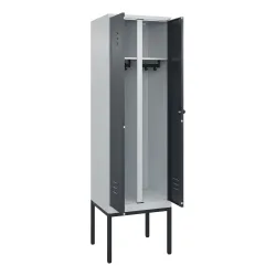 C+P Schwarz-Weiss-Spind Classic PLUS, Gestell, 2 Abteile, HxBxT 2.120 x 600 x 500 mm, lichtgrau, anthrazitgrau, für Vorhängeschloss