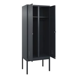 C+P Schwarz-Weiss-Spind Classic PLUS, Gestell, 2 Abteile, HxBxT 2.120 x 800 x 500 mm, anthrazitgrau, anthrazitgrau, für Vorhängeschloss