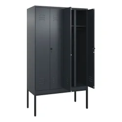 C+P Schwarz-Weiss-Spind Classic PLUS, Gestell, 4 Abteile, HxBxT 2.120 x 1.200 x 500 mm, anthrazitgrau, anthrazitgrau, für Vorhängeschloss