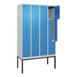 C+P Z-Spind Classic PLUS, Gestell, 8 Abteile, HxBxT 2.120 x 1.200 x 500 mm, lichtgrau, lichtblau, Zylinderschloss