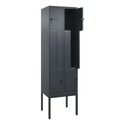 C+P Z-Spind Classic PLUS, Gestell, 4 Abteile, HxBxT 2.120 x 600 x 500 mm, anthrazitgrau, anthrazitgrau, für Vorhängeschloss