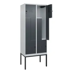 C+P Z-Spind Classic PLUS, Gestell, 4 Abteile, HxBxT 2.120 x 800 x 500 mm, lichtgrau, anthrazitgrau, für Vorhängeschloss
