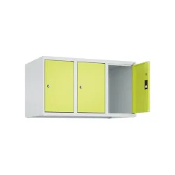 C+P Aufsatzschrank für Kleiderspind Serie Classic PLUS, 3 Abteile Breite 300 mm, lichtgrau, clowngrün, Zylinderschloss