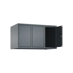C+P Aufsatzschrank für Kleiderspind Serie Classic PLUS, 3 Abteile Breite 300 mm, anthrazitgrau, anthrazitgrau, Zylinderschloss