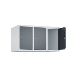 C+P Aufsatzschrank für Kleiderspind Serie Classic PLUS, 3 Abteile Breite 300 mm, lichtgrau, anthrazitgrau, Zylinderschloss