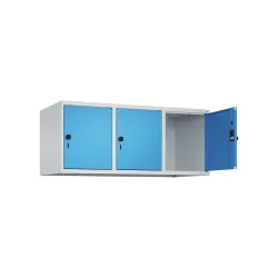 C+P Aufsatzschrank für Kleiderspind Serie Classic PLUS, 3 Abteile Breite 400 mm, lichtgrau, lichtblau, für Vorhängeschloss