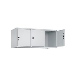 C+P Aufsatzschrank für Kleiderspind Serie Classic PLUS, 3 Abteile Breite 400 mm, lichtgrau, lichtgrau, für Vorhängeschloss