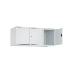 C+P Aufsatzschrank für Kleiderspind Serie Classic PLUS, 3 Abteile Breite 400 mm, lichtgrau, lichtgrau, Zylinderschloss