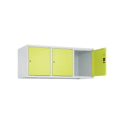 C+P Aufsatzschrank für Kleiderspind Serie Classic PLUS, 3 Abteile Breite 400 mm, lichtgrau, clowngrün, Zylinderschloss