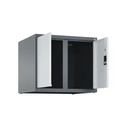 C+P Aufsatzschrank für Kleiderspind Serie Classic PLUS, 2 Abteile mit Trennwand, Breite 300 mm, anthrazitgrau, lichtgrau, Zylinderschloss