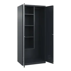 C+P Putzmittel-Spind Classic PLUS, 2 Abteile, HxBxT 1.850 x 800 x 500 mm, anthrazitgrau, anthrazitgrau, für Vorhängeschloss