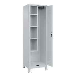 C+P Putzmittel-Spind Classic PLUS, Füsse, 2 Abteile, HxBxT 1.950 x 600 x 500 mm, lichtgrau, lichtgrau, für Vorhängeschloss