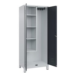 C+P Putzmittel-Spind Classic PLUS, Füsse, 2 Abteile, HxBxT 1.950 x 800 x 500 mm, lichtgrau, anthrazitgrau, für Vorhängeschloss