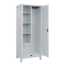 C+P Putzmittel-Spind Classic PLUS, Füsse, 2 Abteile, HxBxT 1.950 x 800 x 500 mm, lichtgrau, lichtgrau, Zylinderschloss