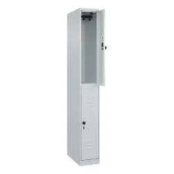 C+P Doppelstock-Spind Classic PLUS, 1 Abteil, HxBxT 1.850 x 250 x 500 mm, lichtgrau, lichtgrau, für Vorhängeschloss, 2 Fächer