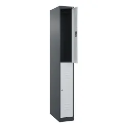 C+P Doppelstock-Spind Classic PLUS, 1 Abteil, HxBxT 1.850 x 250 x 500 mm, anthrazitgrau, lichtgrau, Zylinderschloss, 2 Fächer