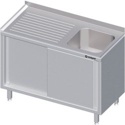 Stalgast Spülschrank mit Schiebetüren, 1900x600x850 mm, mit einem Becken rechts, mit Aufkantung, verschweisst