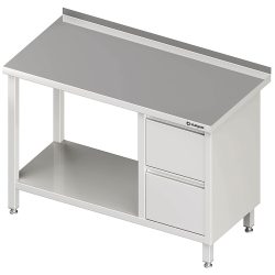 Stalgast Arbeitstisch mit Grundboden, 2000x700x850 mm, mit 2er Schubladenblock links, mit Aufkantung, verschweisst