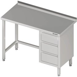 Stalgast Arbeitstisch ohne Grundboden, 2700x700x850 mm, mit 3er Schubladenblock links, mit Aufkantung, verschweisst