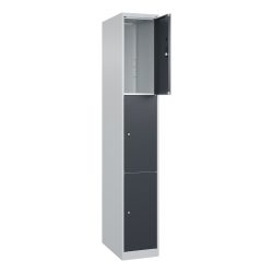 C+P Schliessfachschrank Classic PLUS, 1 Abteil, HxBxT 1.850 x 300 x 500 mm, lichtgrau, anthrazitgrau, 3 Fächer, Zylinderschloss
