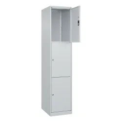C+P Schliessfachschrank Classic PLUS, 1 Abteil, HxBxT 1.850 x 400 x 500 mm, lichtgrau, lichtgrau, 3 Fächer, Zylinderschloss