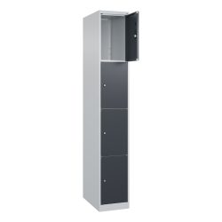 C+P Schliessfachschrank Classic PLUS, 1 Abteil, HxBxT 1.850 x 300 x 500 mm, lichtgrau, anthrazitgrau, 4 Fächer, Zylinderschloss