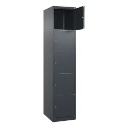 C+P Schliessfachschrank Classic PLUS, 1 Abteil, HxBxT 1.850 x 400 x 500 mm, anthrazitgrau, anthrazitgrau, 5 Fächer, Zylinderschloss