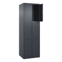 C+P Schliessfachschrank Classic PLUS, 2 Abteile, HxBxT 1.850 x 600 x 500 mm, anthrazitgrau, anthrazitgrau, 6 Fächer, Zylinderschloss