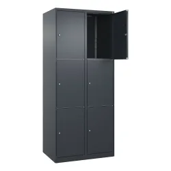 C+P Schliessfachschrank Classic PLUS, 2 Abteile, HxBxT 1.850 x 800 x 500 mm, anthrazitgrau, anthrazitgrau, 6 Fächer, Zylinderschloss