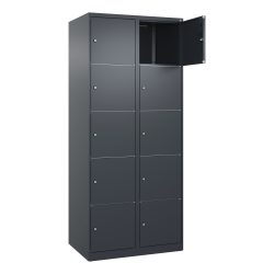 C+P Schliessfachschrank Classic PLUS, 2 Abteile, HxBxT 1.850 x 800 x 500 mm, anthrazitgrau, anthrazitgrau, 10 Fächer, Zylinderschloss