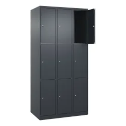 C+P Schliessfachschrank Classic PLUS, 3 Abteile, HxBxT 1.850 x 900 x 500 mm, anthrazitgrau, anthrazitgrau, 9 Fächer, Zylinderschloss