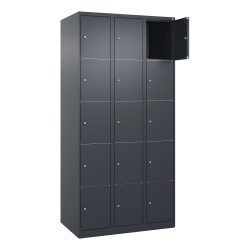 C+P Schliessfachschrank Classic PLUS, 3 Abteile, HxBxT 1.850 x 900 x 500 mm, anthrazitgrau, anthrazitgrau, 15 Fächer, Zylinderschloss
