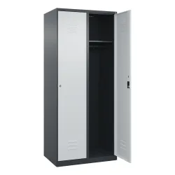 C+P Spind Classic PLUS, 2 Abteile, HxBxT 1.850 x 800 x 500 mm, anthrazitgrau, lichtgrau, Zylinderschloss, ohne Mitteltrennwand