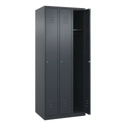 C+P Spind Classic PLUS, 3 Abteile, HxBxT 1.850 x 750 x 500 mm, anthrazitgrau, anthrazitgrau, Zylinderschloss, ohne Mitteltrennwand