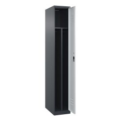 C+P Spind Classic PLUS, 1 Abteil, HxBxT 1.850 x 300 x 500 mm, anthrazitgrau, lichtgrau, Zylinderschloss, mit Mitteltrennwand