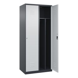 C+P Spind Classic PLUS, 2 Abteile, HxBxT 1.850 x 800 x 500 mm, anthrazitgrau, lichtgrau, Zylinderschloss, mit Mitteltrennwand