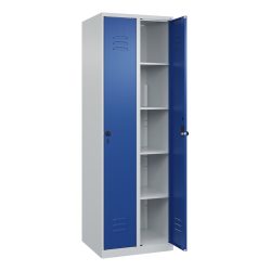 C+P Wäsche-Spind Classic PLUS, 2 Abteile, HxBxT 1.850 x 600 x 500 mm, lichtgrau, enzianblau, für Vorhängeschloss, ohne Mitteltrennwand