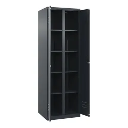 C+P Wäsche-Spind Classic PLUS, 2 Abteile, HxBxT 1.850 x 600 x 500 mm, anthrazitgrau, anthrazitgrau, Zylinderschloss, mit Mitteltrennwand