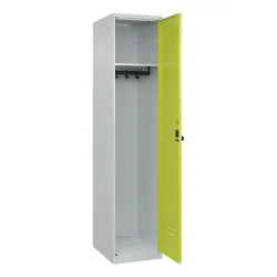 C+P Spind Classic PLUS, 1 Abteil, HxBxT 1.850 x 400 x 500 mm, lichtgrau, clowngrün, für Vorhängeschloss, ohne Mitteltrennwand