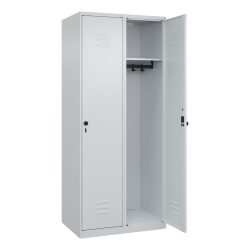 C+P Spind Classic PLUS, 2 Abteile, HxBxT 1.850 x 800 x 500 mm, lichtgrau, lichtgrau, für Vorhängeschloss, ohne Mitteltrennwand
