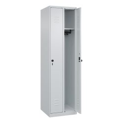 C+P Spind Classic PLUS, 2 Abteile, HxBxT 1.850 x 500 x 500 mm, lichtgrau, lichtgrau, für Vorhängeschloss, ohne Mitteltrennwand