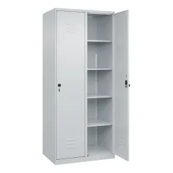 C+P Wäsche-Spind Classic PLUS, 2 Abteile, HxBxT 1.850 x 800 x 500 mm, lichtgrau, lichtgrau, für Vorhängeschloss, ohne Mitteltrennwand