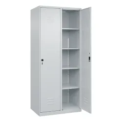C+P Wäsche-Spind Classic PLUS, 2 Abteile, HxBxT 1.850 x 800 x 500 mm, lichtgrau, lichtgrau, Zylinderschloss, ohne Mitteltrennwand